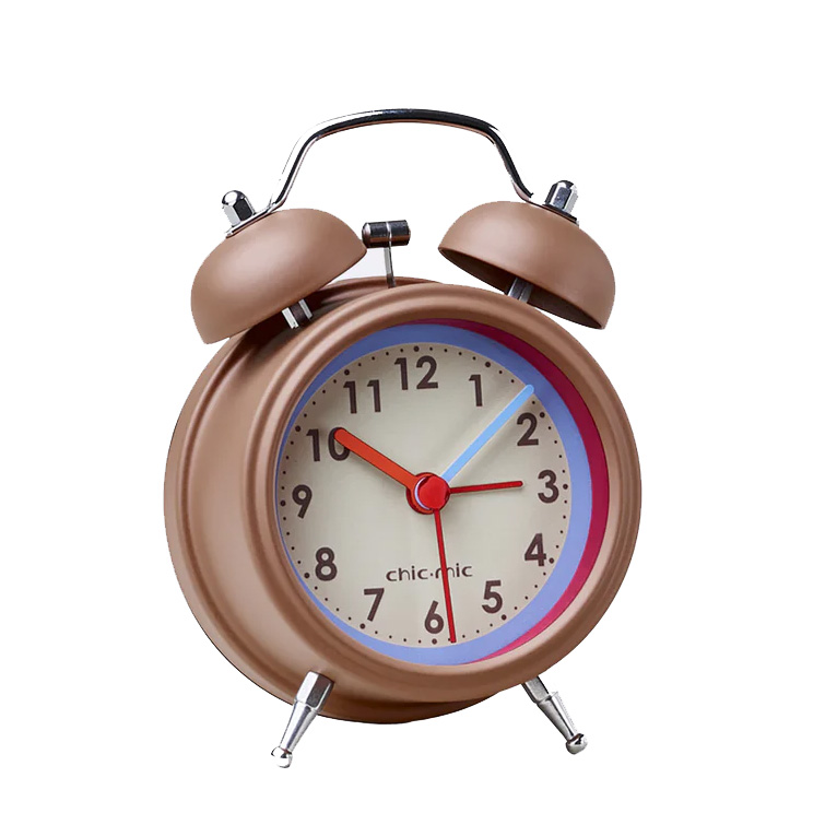 Wecker Retro, Braun, mit Licht & Glockenalarm, alarm clock wake-up mokka, Uhr