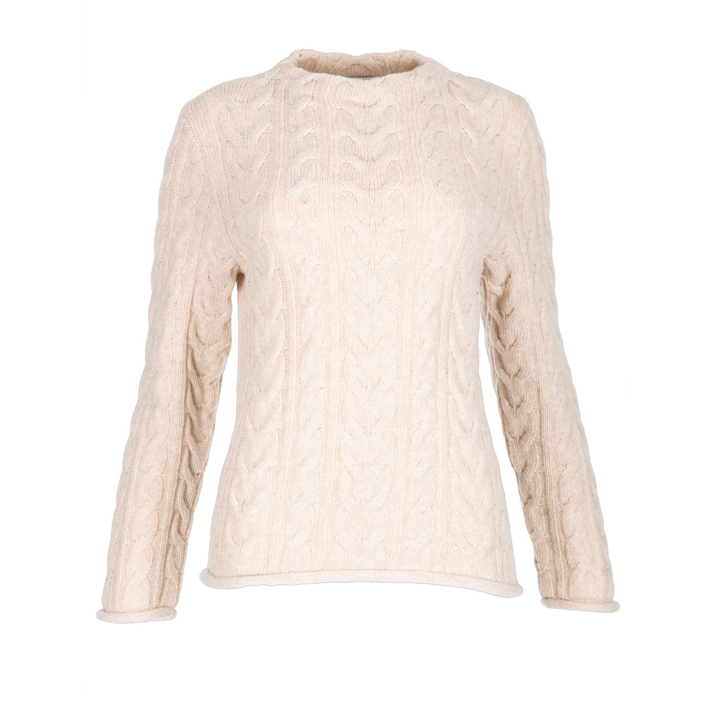 DUNQUE Pullover Zopf Uni, Farbe natur, Made in Germany 