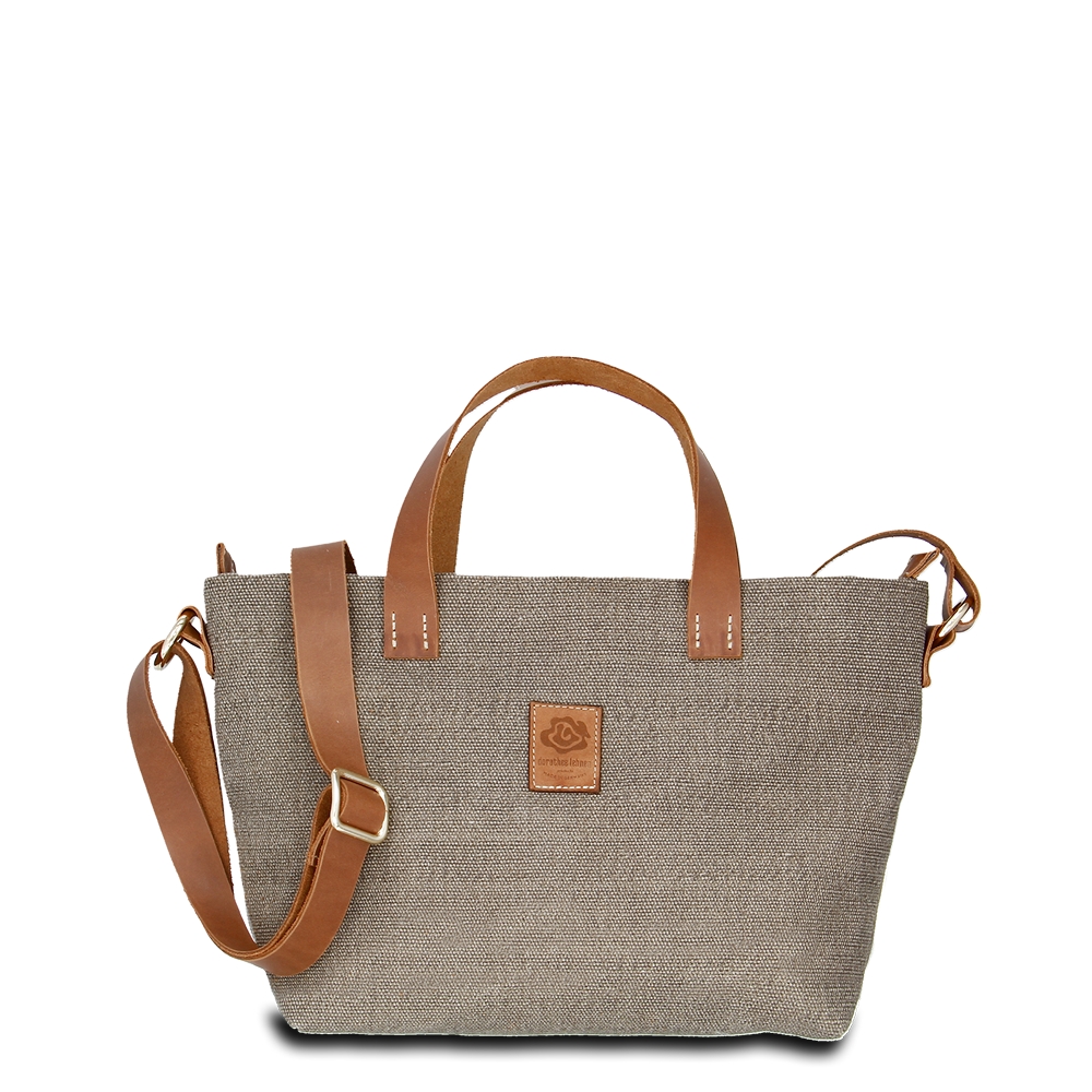 Dorothee Lehnen HAND-UMHÄNGETASCHE KARLIE LIGHT – LEINEN-LEDER 26-33 X 22 X 10 CM, Farbe Stone