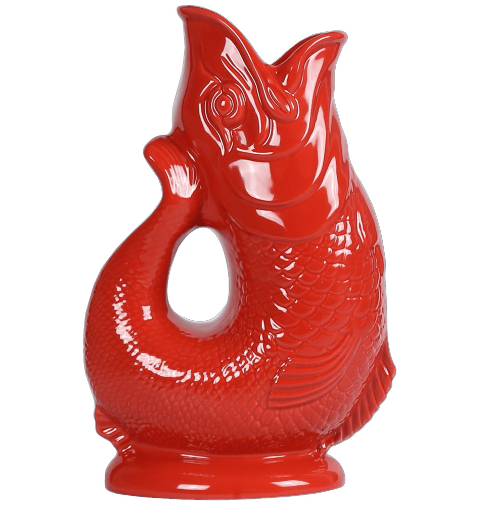 Gluckigluck  Fisch Karaffe/ Vase XL rot ca. 1,1 L, Höhe ca. 27 cm 