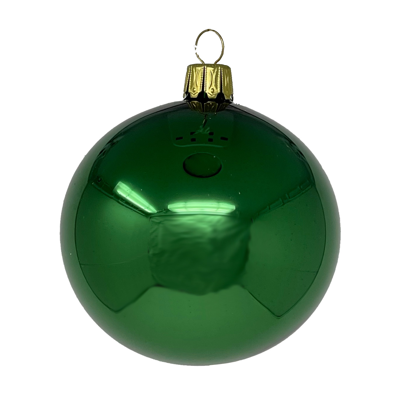 Christbaumkugel tannengrün glanz, D. 8 cm von der Oberfränkischen Glasmanufaktur 