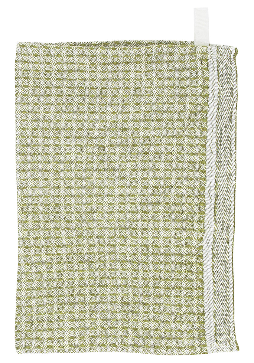 Lapuan Kankurit Geschirrtuch/ Waschlappen " MAIJA" white-olive, ca. 25 x 32 cm
