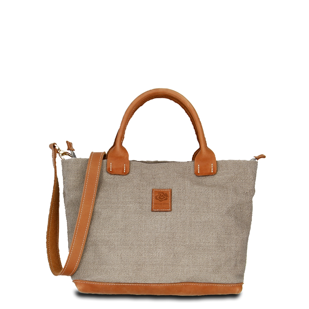 Dorothee Lehnen HAND-UMHÄNGETASCHE KARLIE LUSH – LEINEN-LEDER 26-35 X 22 X 10 CM, Farbe STONE