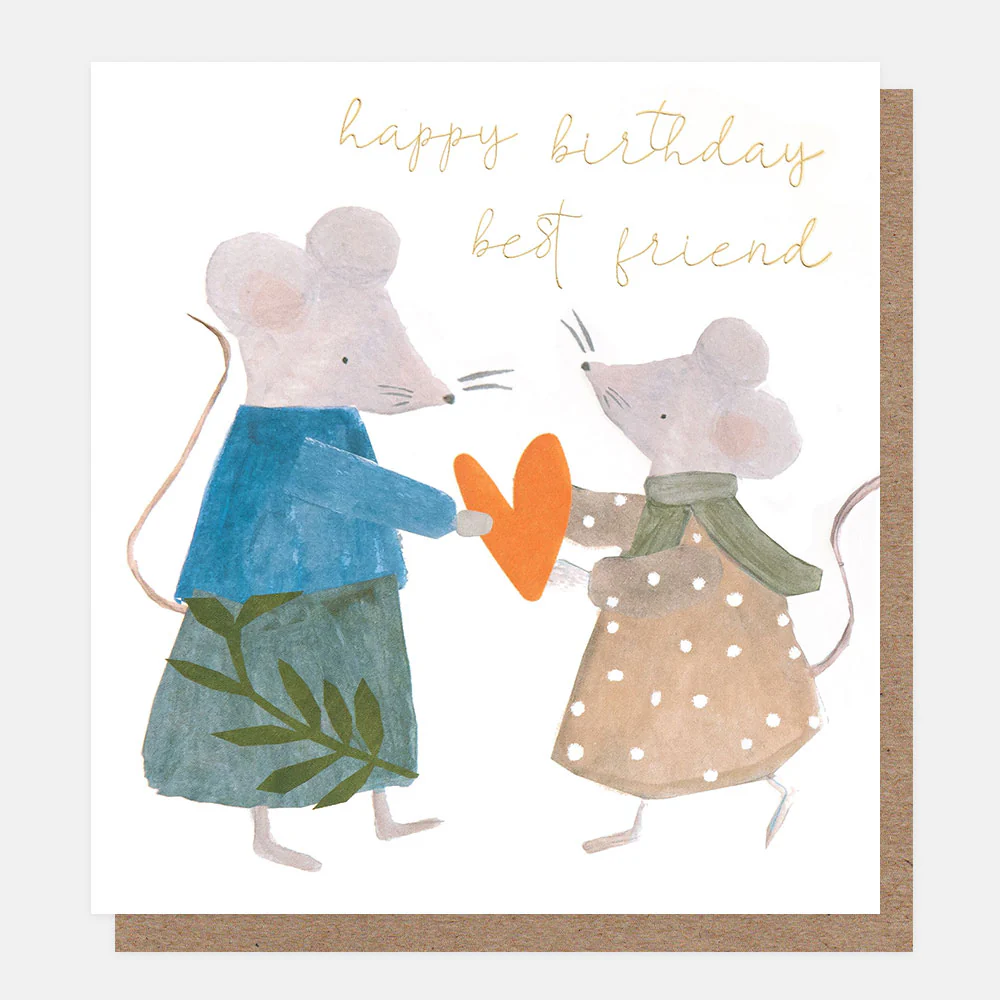 Caroline Gardner Geburtstagskarte Mäuse " birthday birthday best friend" , TNY008, Mice & Heart Best Friend Birthday Card