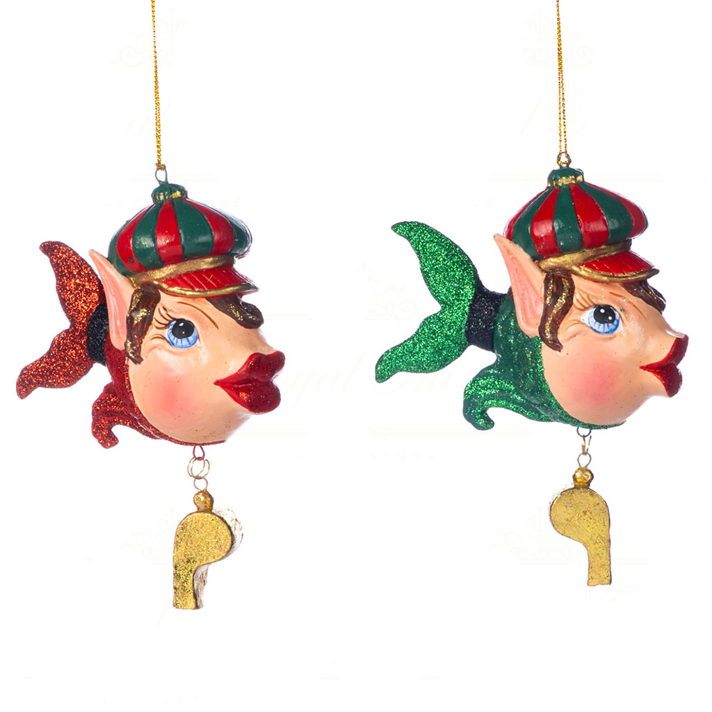 Santa Express Helfer Elf Fisch, ca.13,5 cm von  Catherine Collection / Goodwill , rot