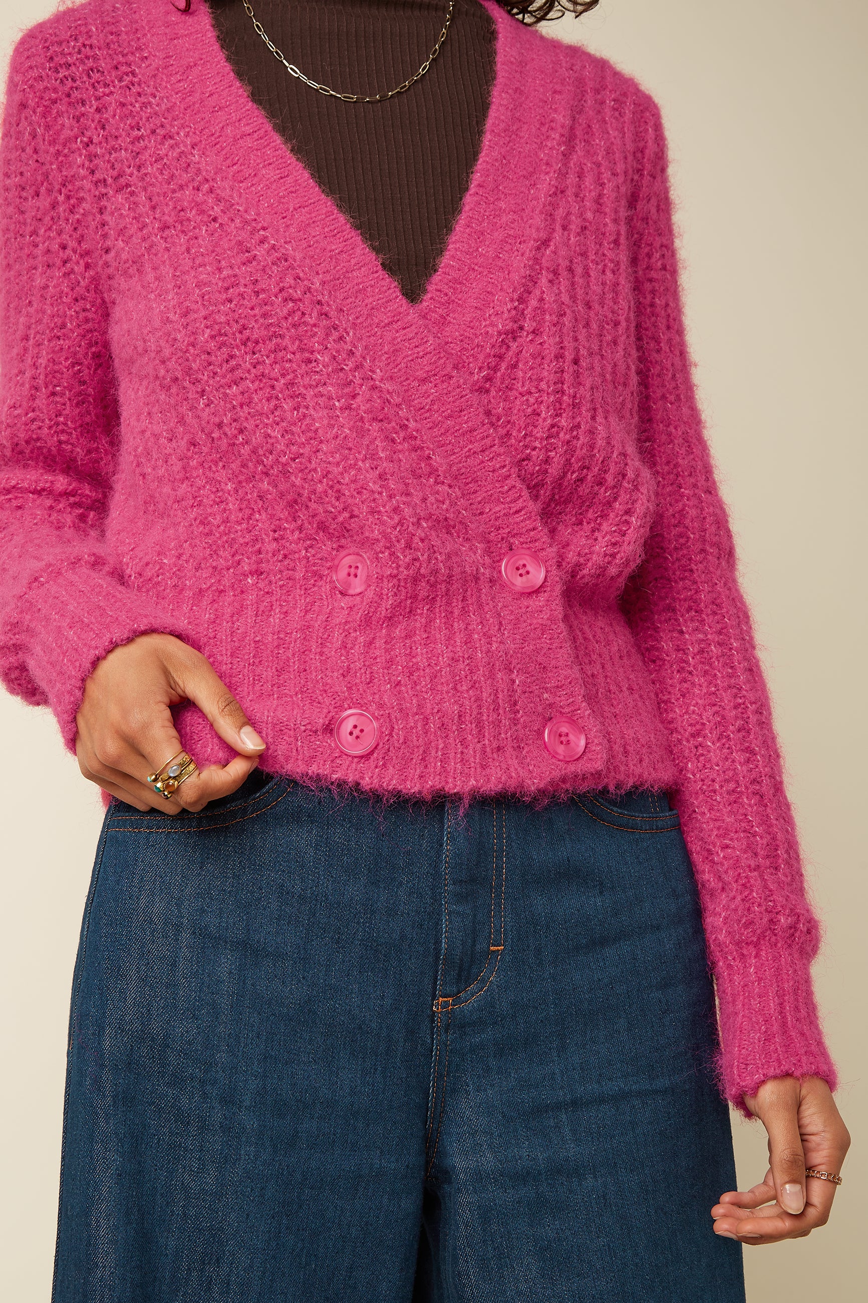 King Louie Strickjacke Fiora Cardi Hollow,  Farbe Neon Pink