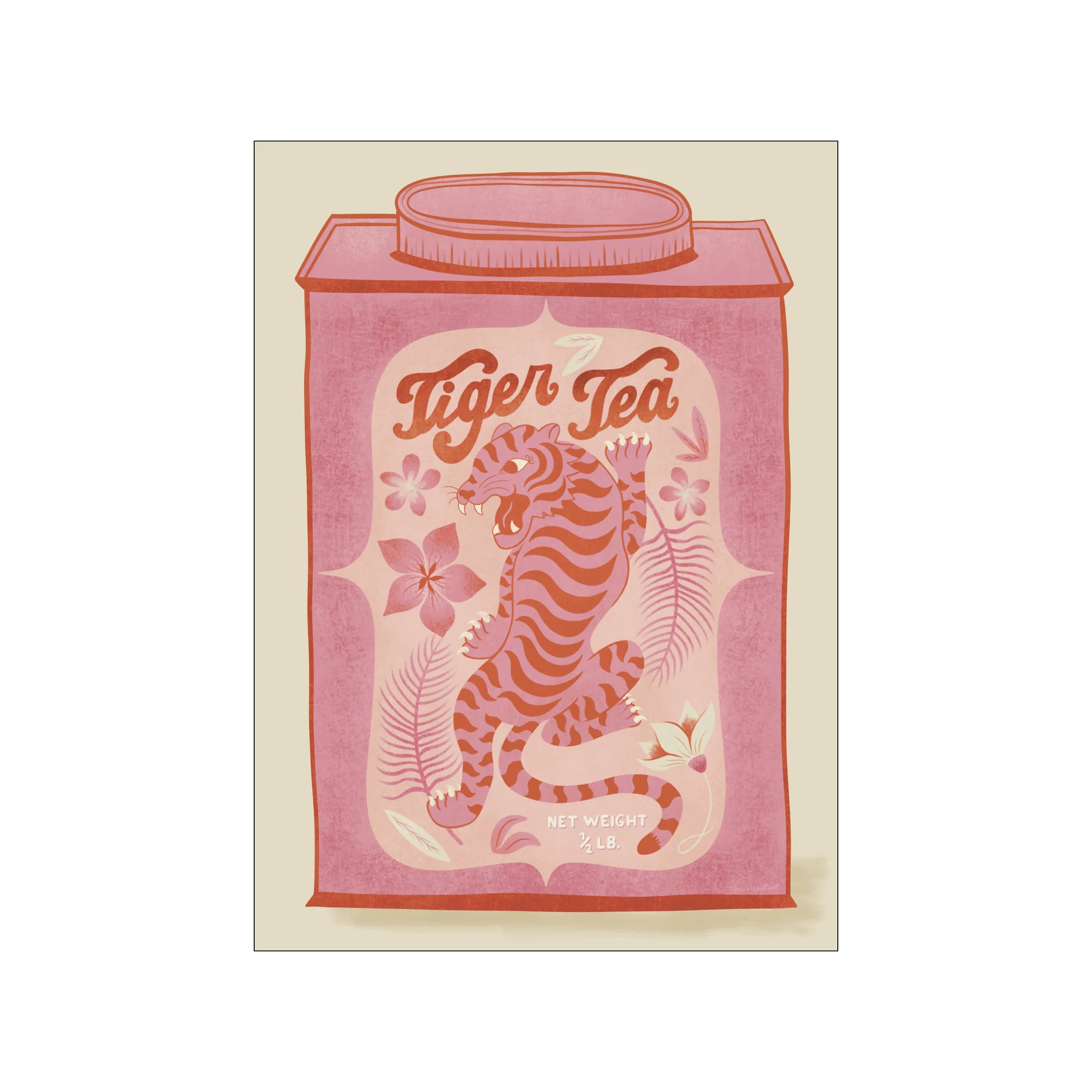 Kunstdruck A5 " Climbing Tiger Tea"  Tee