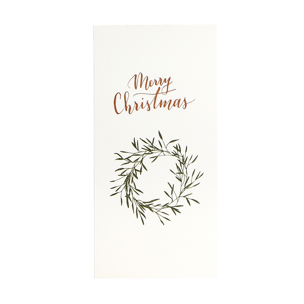 Dorothee Lehnen Briefkarte Xmas Olivenkranz, handgedruckt, DIN lang von Dorothee Lehnen 