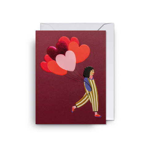 Kleine Doppelkarte "Love Heart" von Jennifer Bouron, Mädchen mit Luftballons