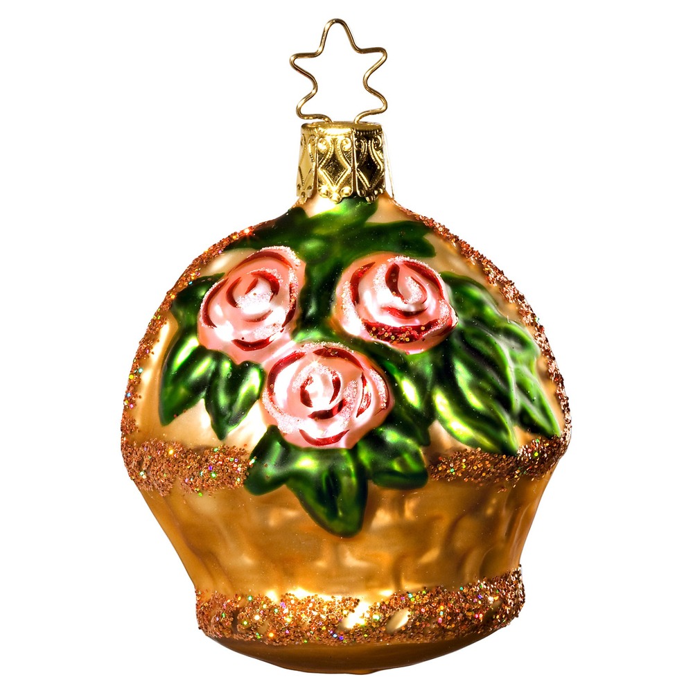 Inge Glas Blumenkorb " Gute Wünsche" Christbaumschmuck , ca. 7 cm