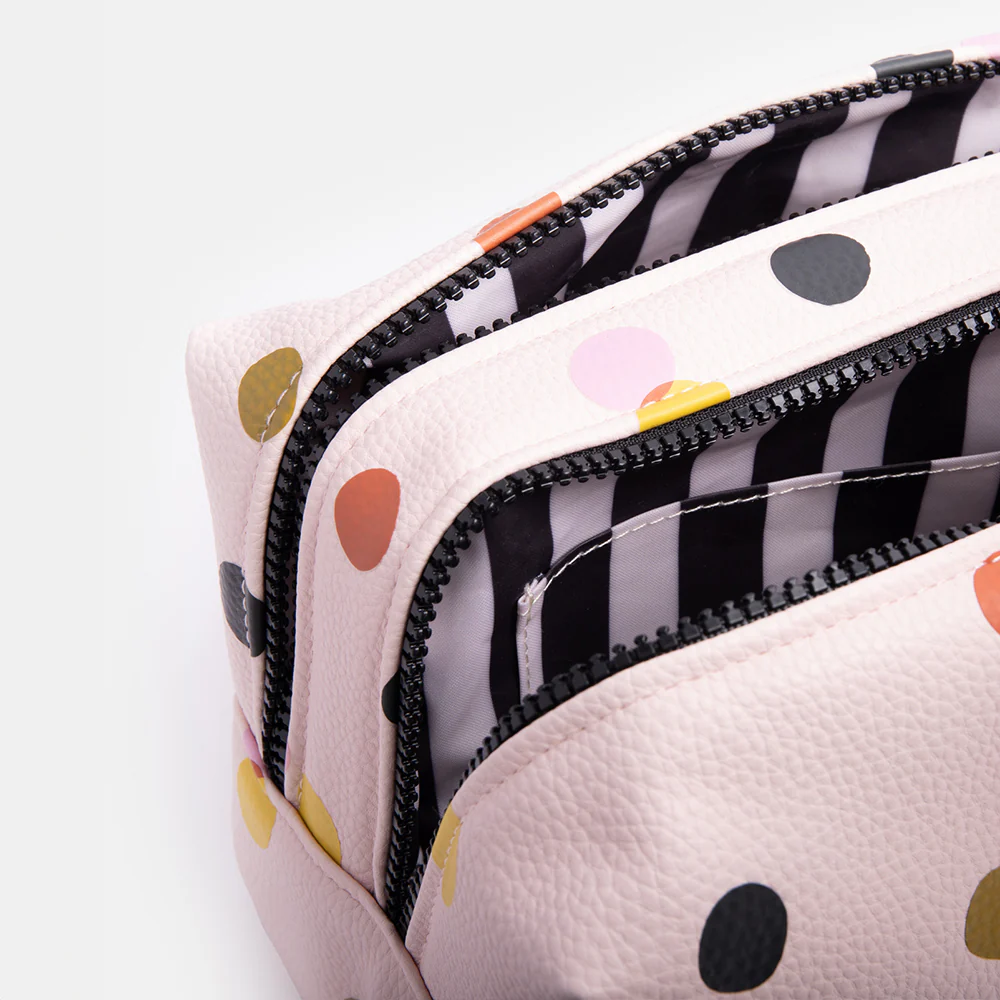Caroline Gardner Pink Dotty Large Travel Wash Bag Kulturbeutel 
