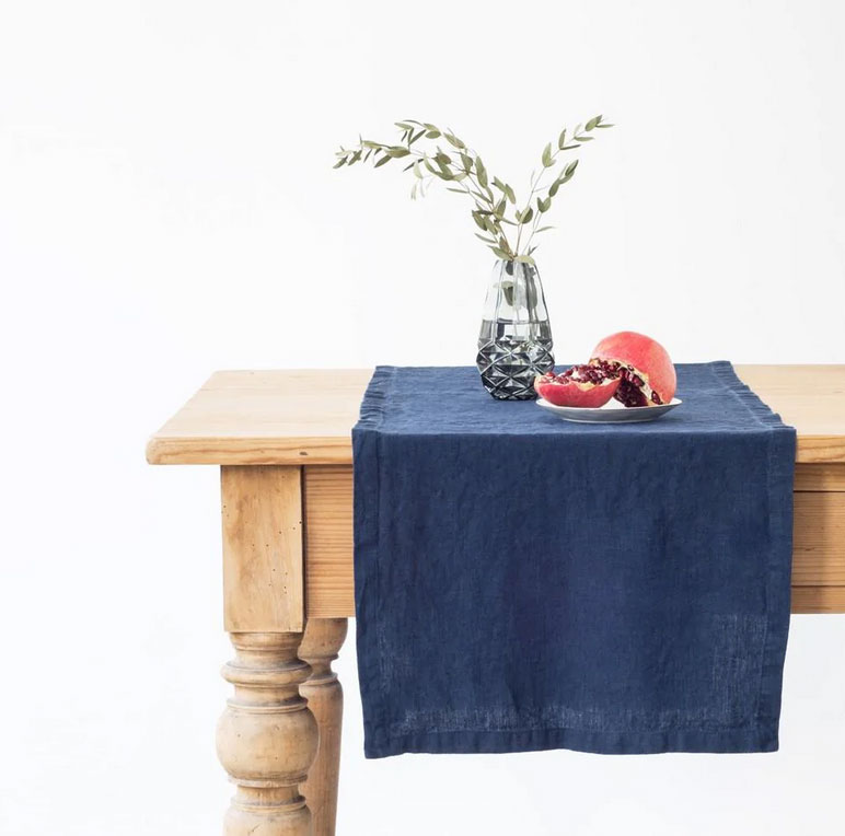 Tischläufer  40 x 150 cm , Tischläufer Leinen Navy Leinen von Linen Tales  