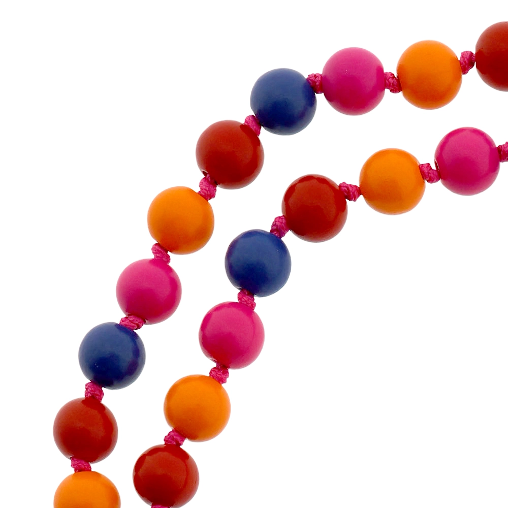 LOT83 Handykette LANG Nr. 71, Perlen, orange-pink-rot-blau