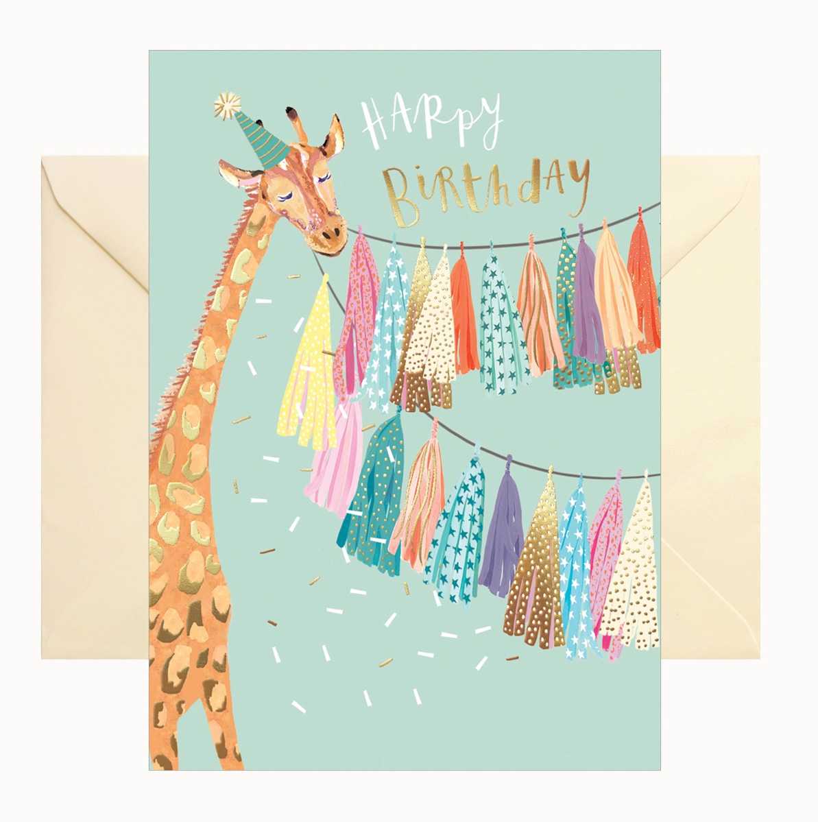  Doppelkarte mit Umschlag "Happy Birthday ", Geburtstag, Giraffe