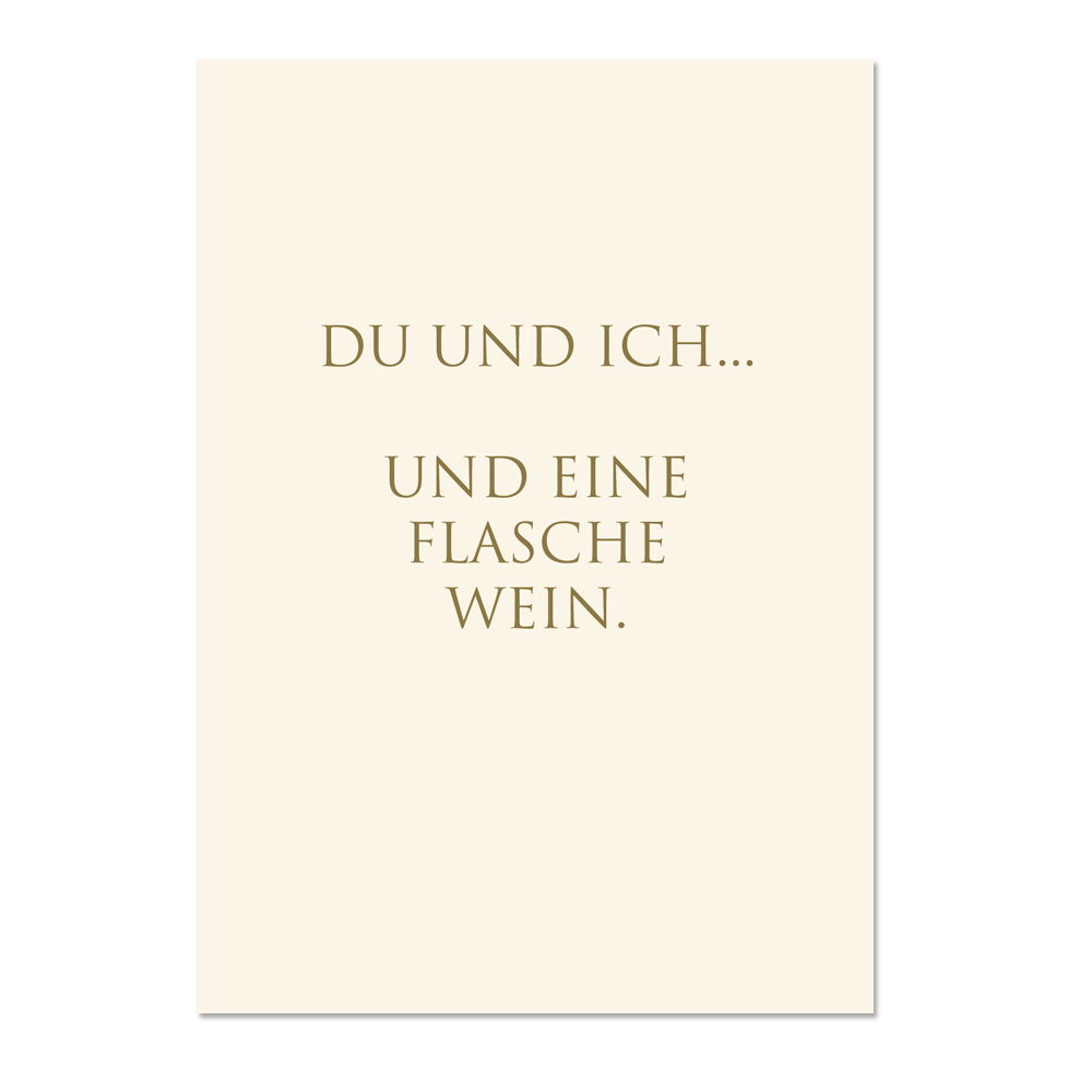 Wunderwort Postkarte "Du und ich und eine Flasche Wein"