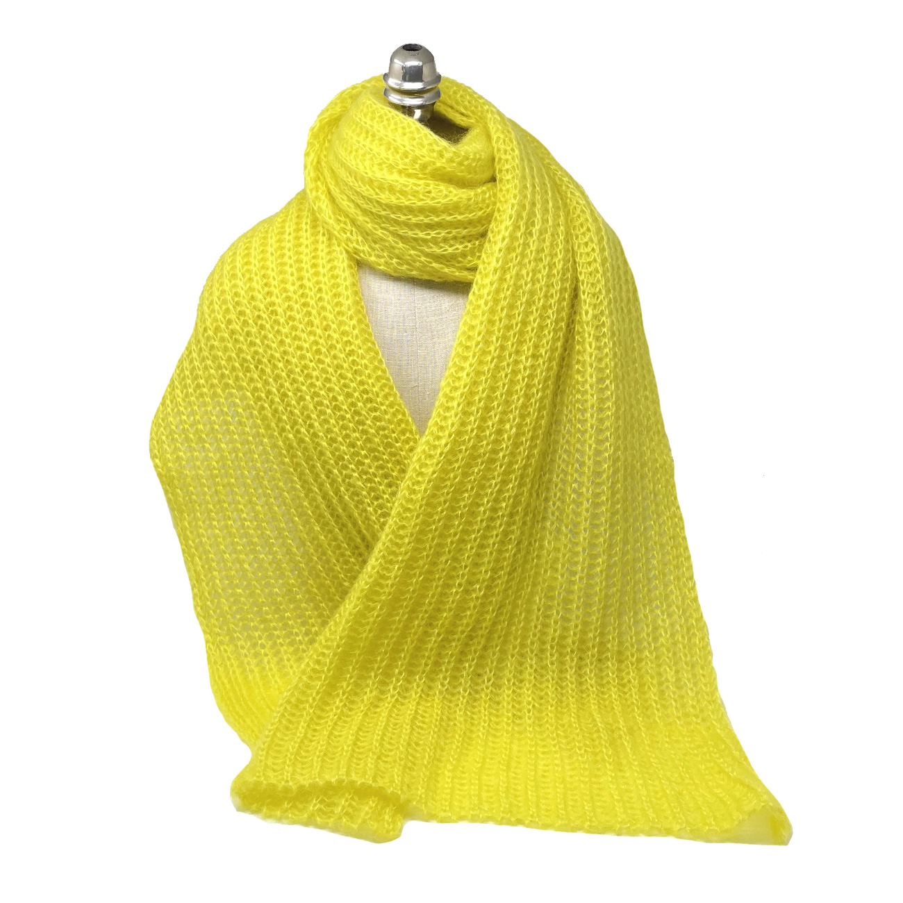 filAMORI Patentschal Uni Neongelb, Mohair/Seide, ca. 40 x 200 cm 