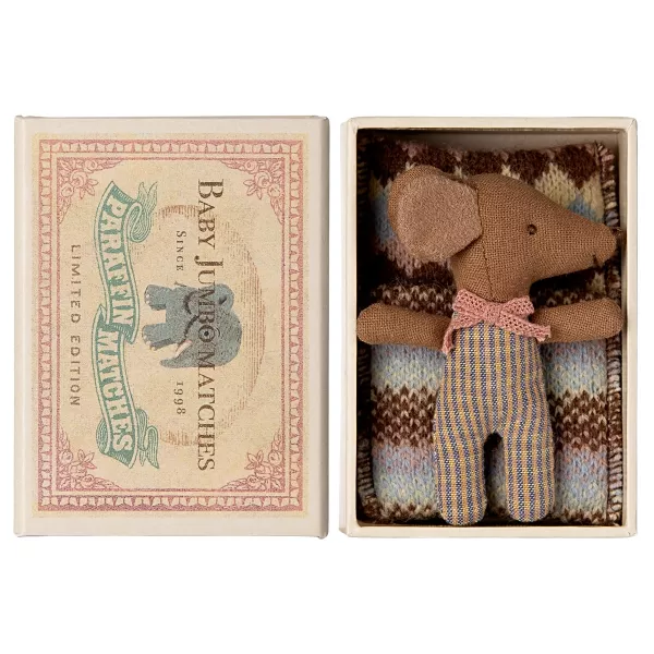 Maileg Sleepy wakey baby maus in Streichholzschachtel - Rose