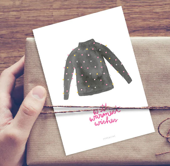 Typealive XMAS Postkarte "Pullover No. 3" Weihnachten, Pullover