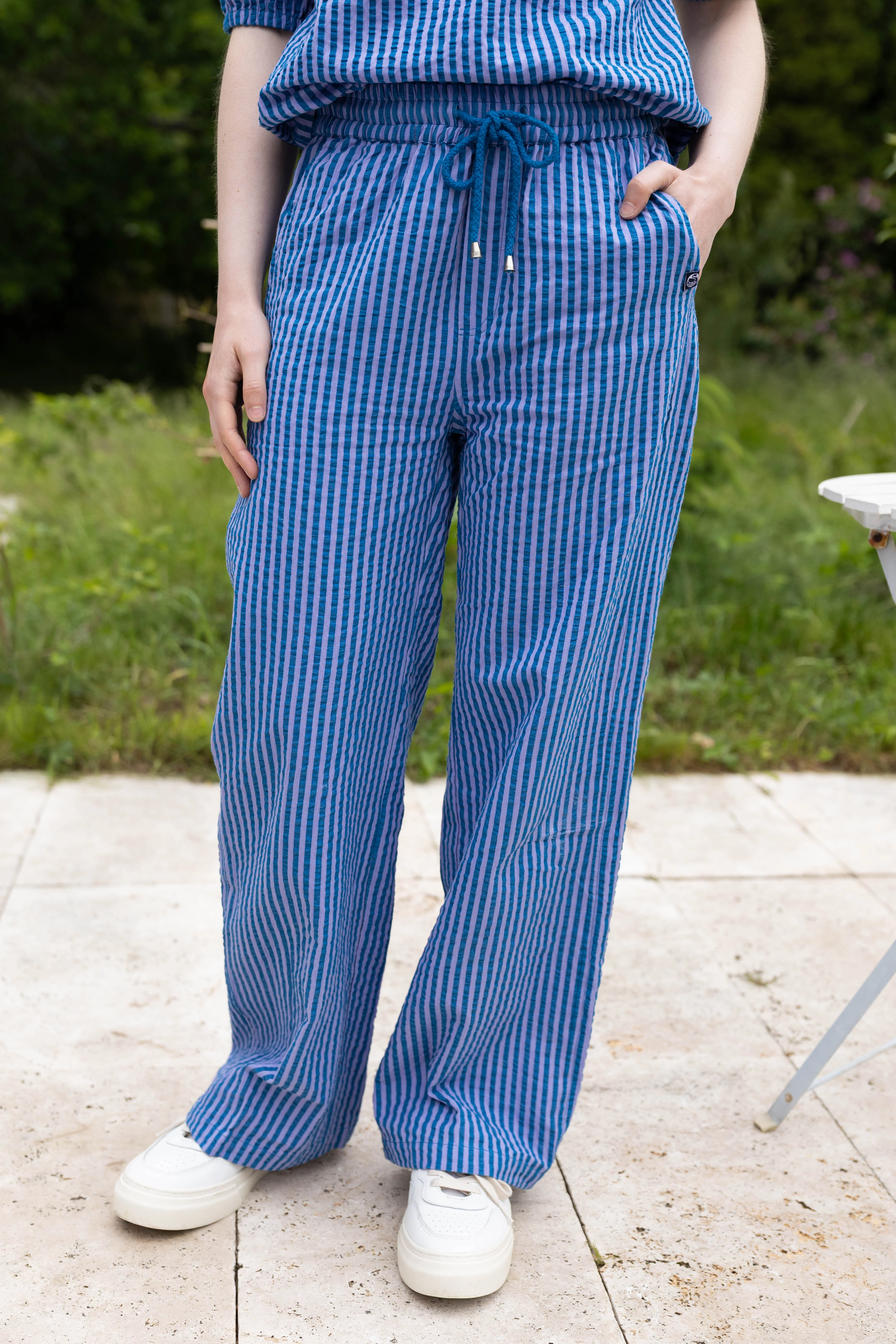 % Danefae Danenynne Seersucker Sommerhose Warm Blue/Light Lilac Hose