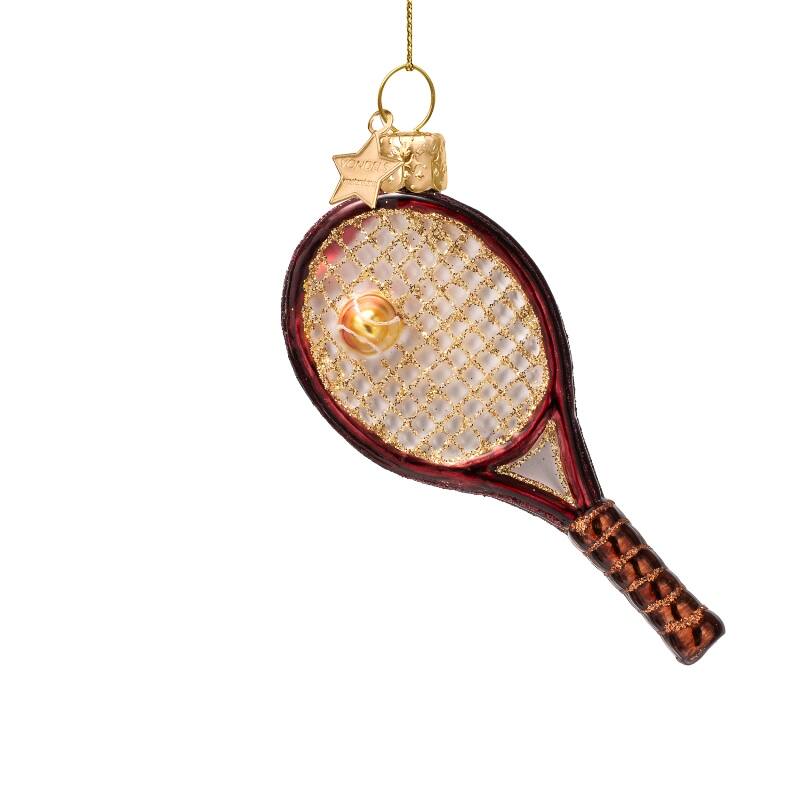 Weihnachtskugel Tennisschläger, Glas , ca.10 cm, Sport, von Vondels 