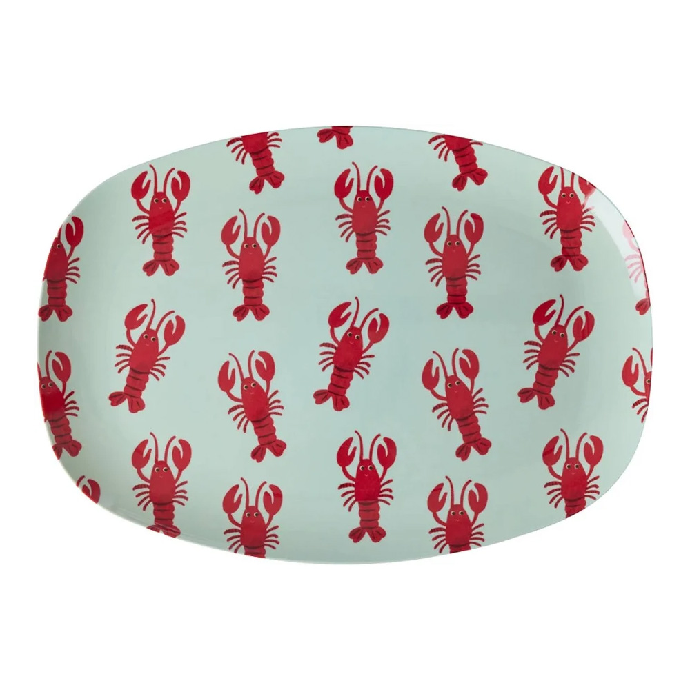 Rice Melamin Teller Rechteckig  groß - New Lobster Print, ca. 22 x 30 cm