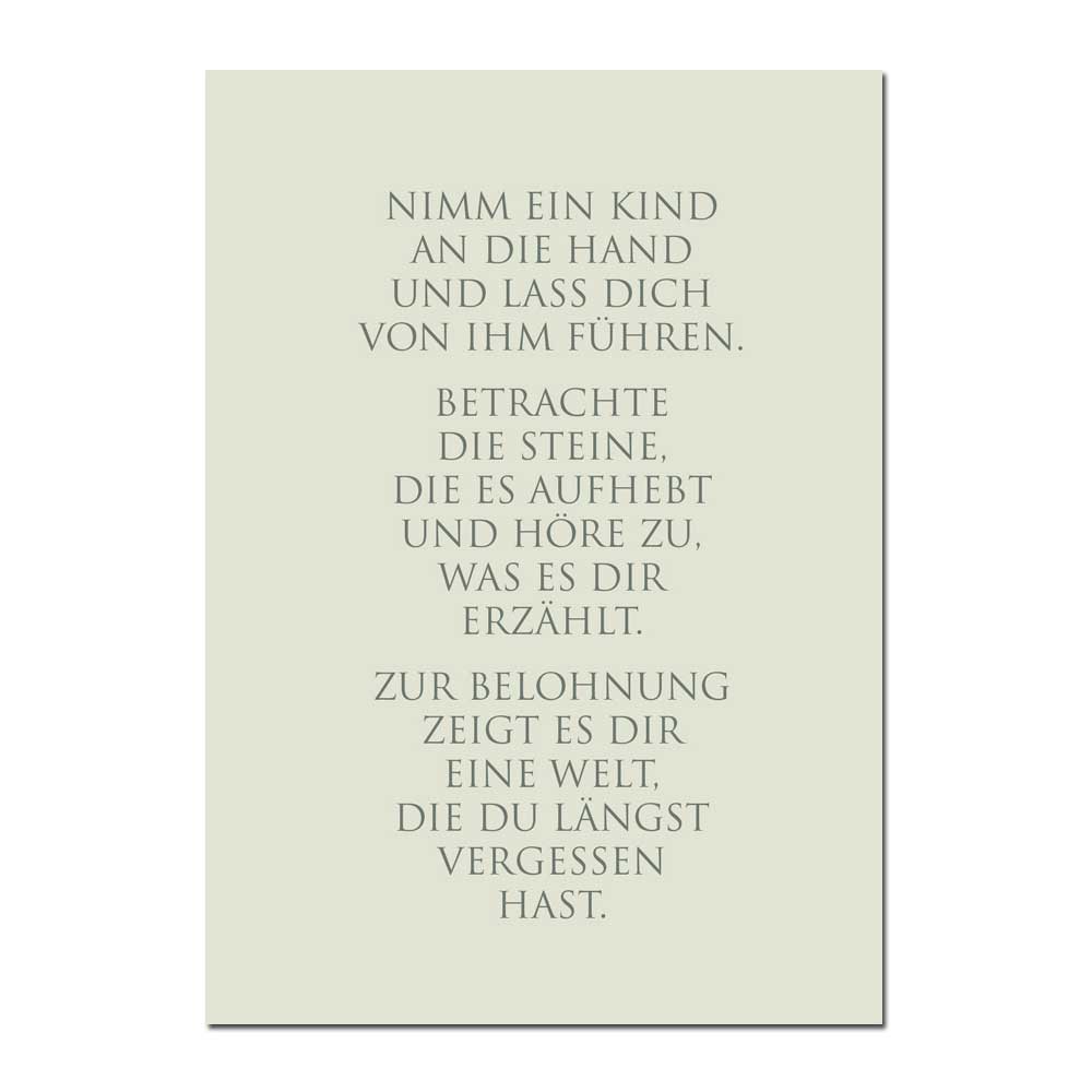 Wunderwort Postkarte "Nimm ein Kind an die Hand…"