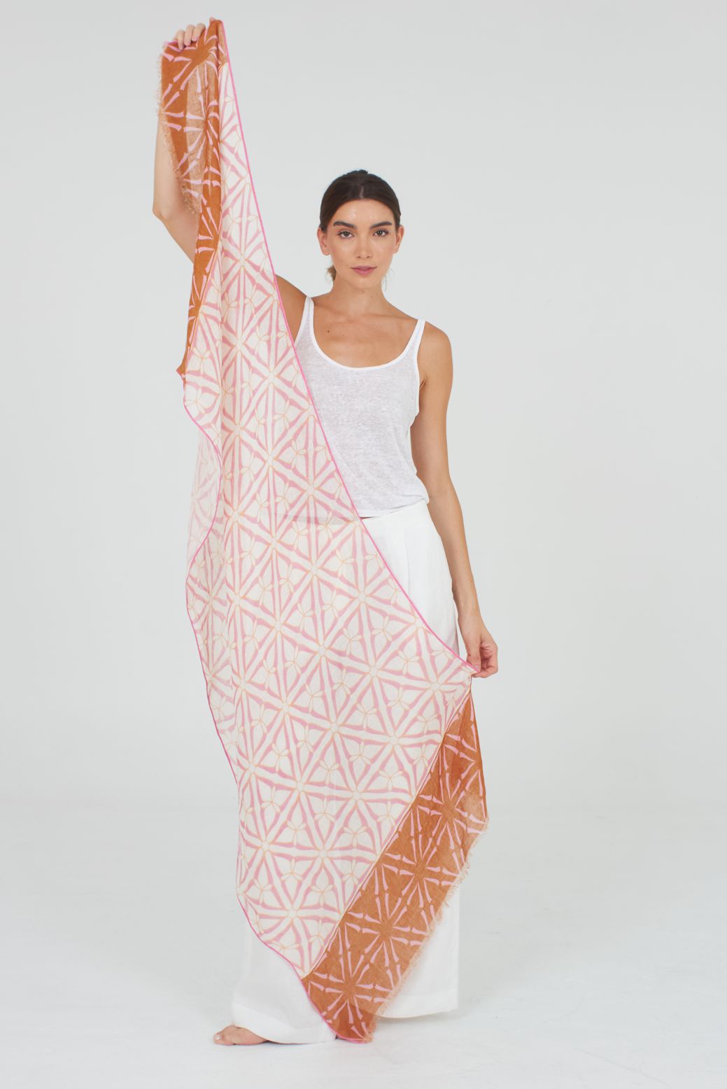 Leinenschal BELINDA Pink,  ca.  55x180cm, von Shalls Barcelona, 100 % Leinen 