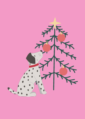 Postkarte Streifen XMAS Dalmatiner von Andrea Liesert