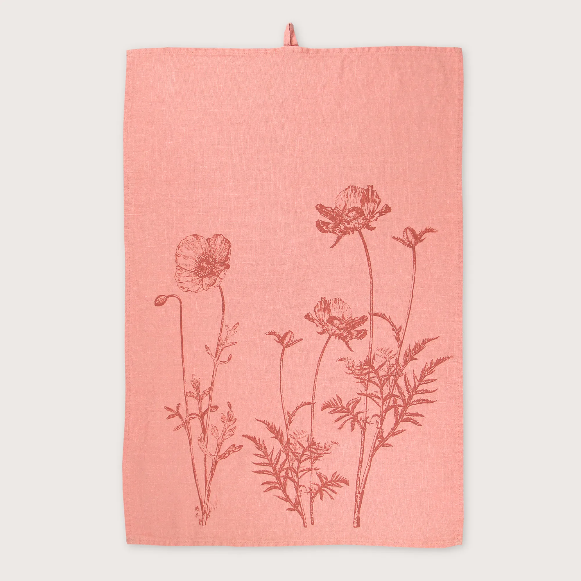 Geschirrtuch "Mohn", Uni-Leinen canyon clay, handbedruckt, ca.50x70cm von Dorothee Lehnen      