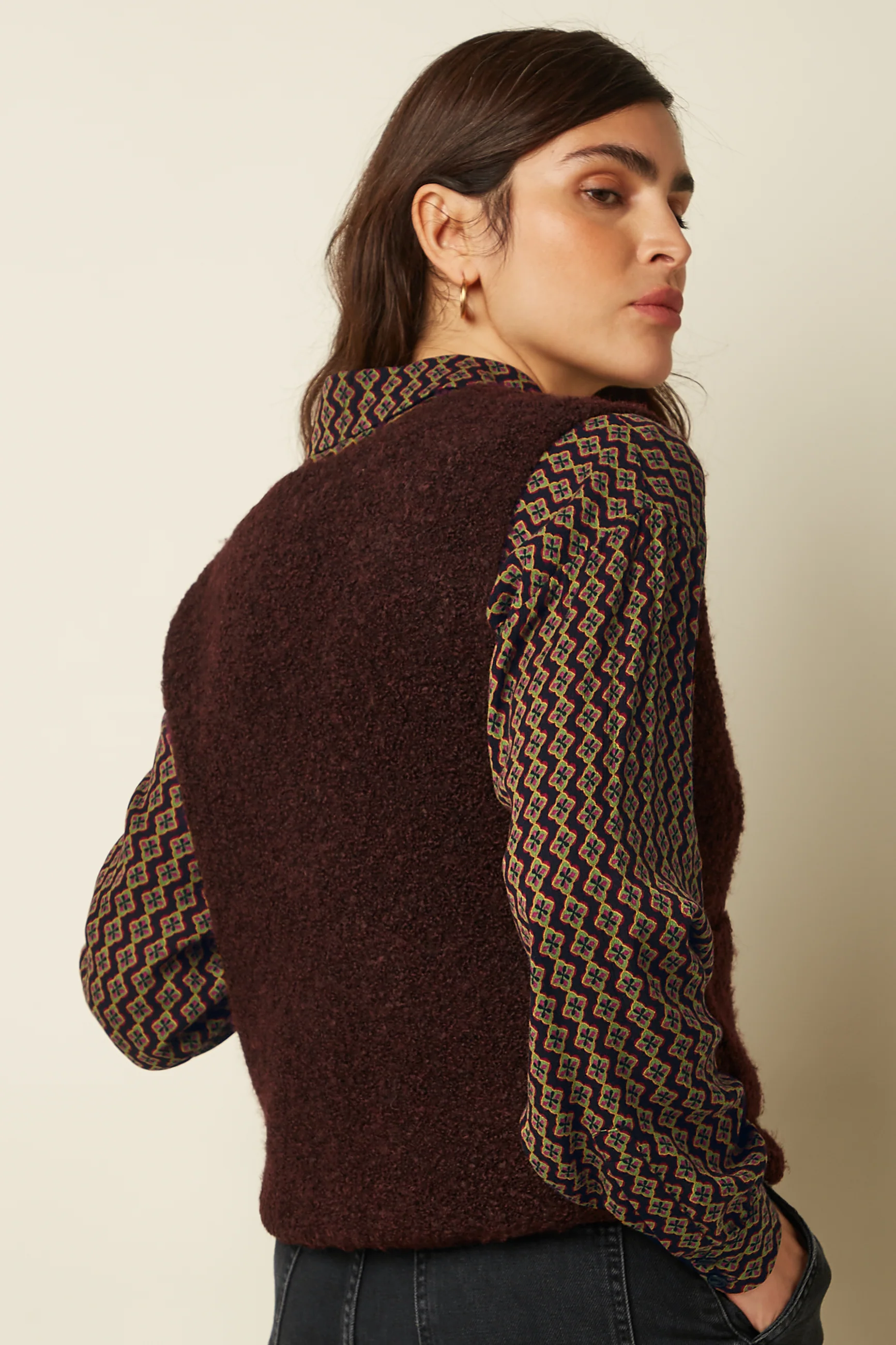 King Louie Vania Vest Boucle Knit, Weste, Farbe Grape Red - Boucle Knit