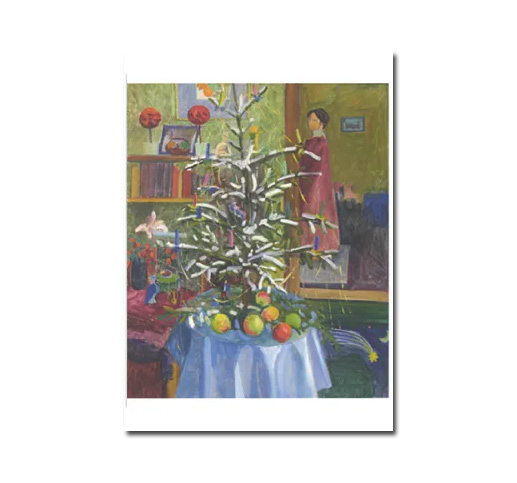 Postkarte " Interieur mit Weihnachtsbaum" von Gabriele Münter,  Winter , Kunst 
