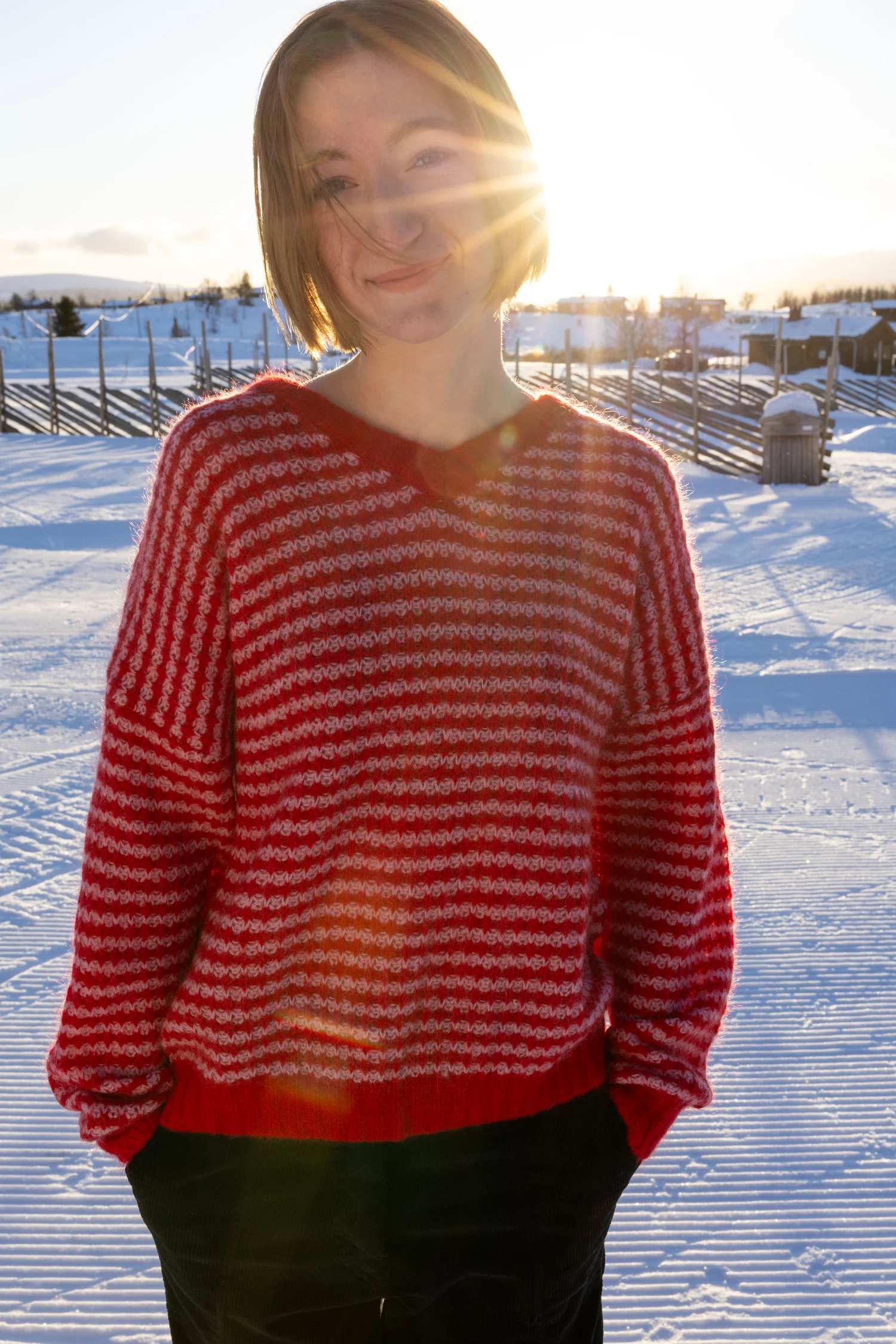 Danefae Pullover Danerelative Mohair Sweater Dark Red/Cold Pink
