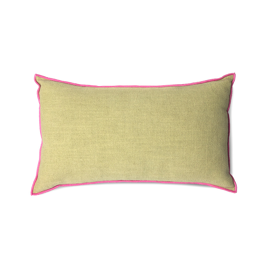 % HKliving Kissenhülle  MANSION Halbleinen, 50 x 30 cm, Lindgrün/Pink