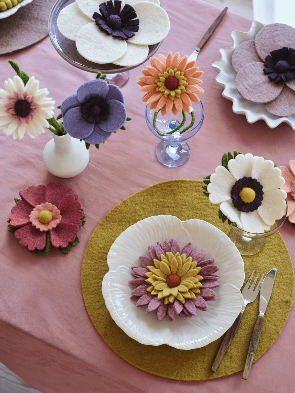 Gry & Sif Filz Gerbera Flower - Light Peach, ca. 30 cm
