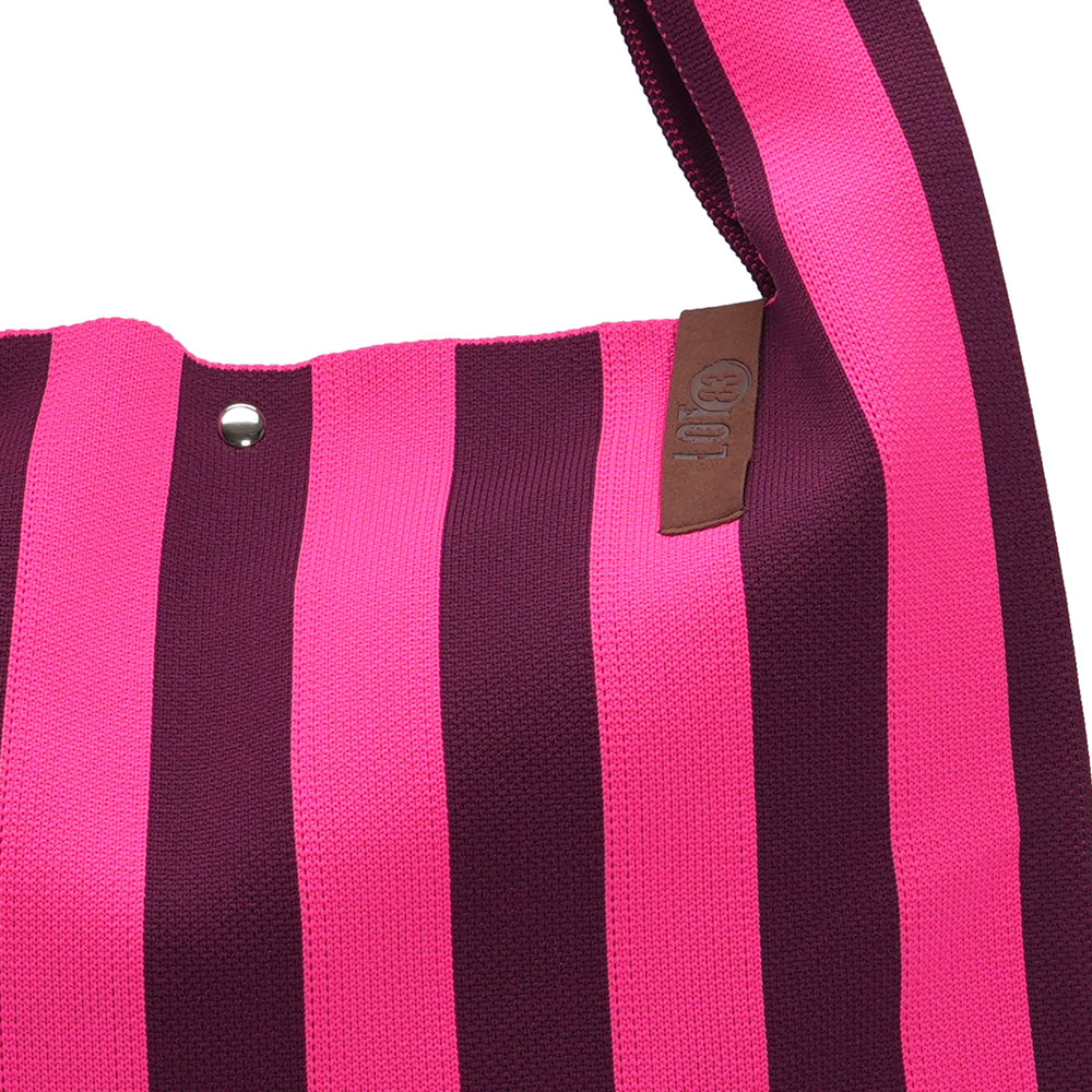 LOT83 Shopper Lois 120, Streifen Aubergine -Pink, ca.  45 x 35 cm