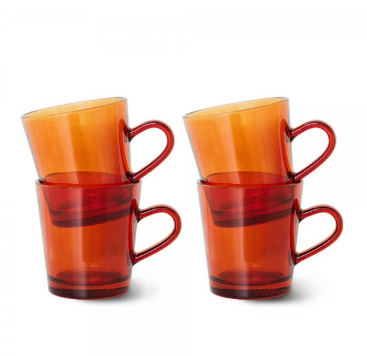 % HKliving 70's Tasse Glas AMBER BROWN, Siebziger Jahre Geschirr, Pro Stück 
