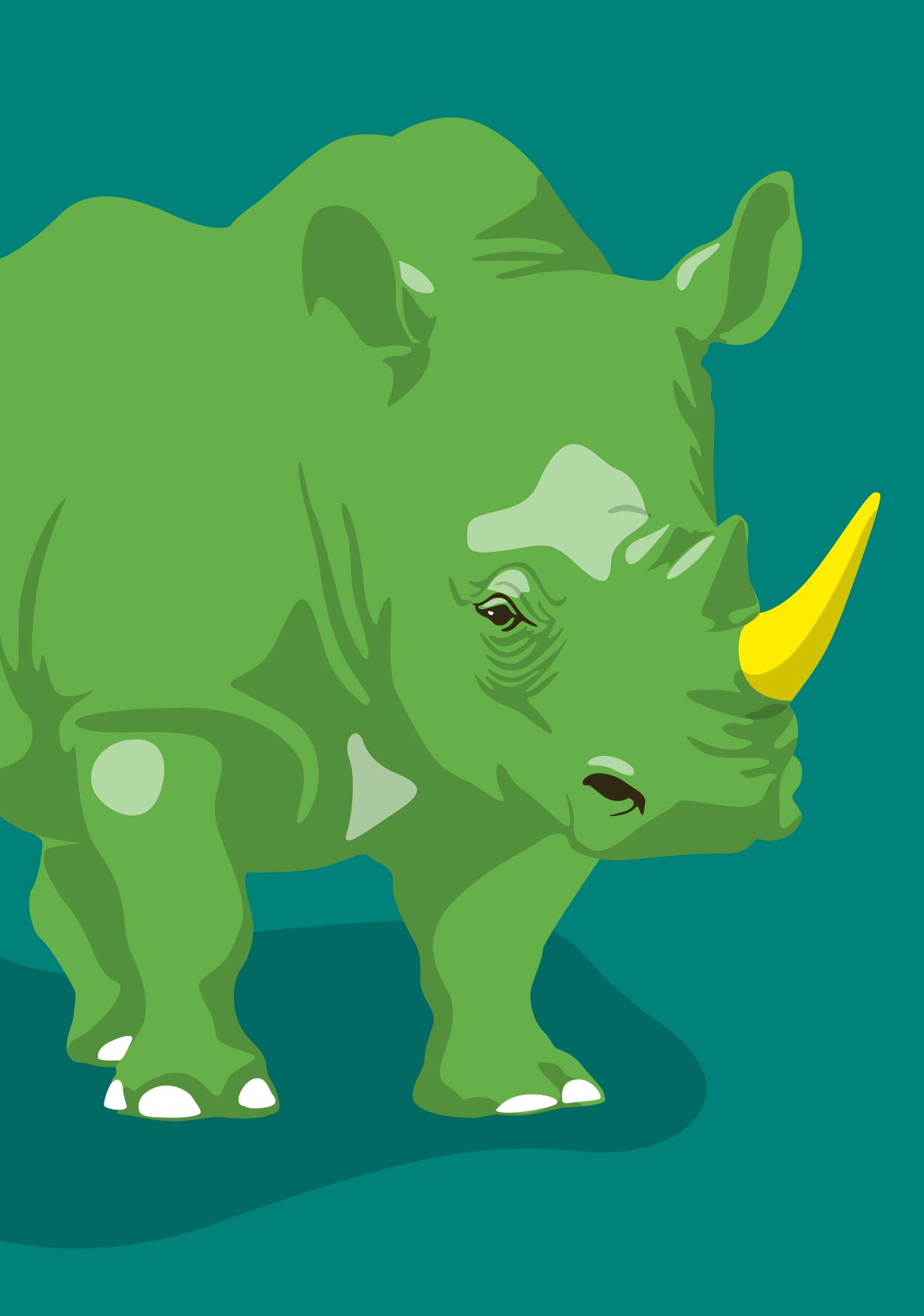 Postkarte Nashorn, neon, luminous