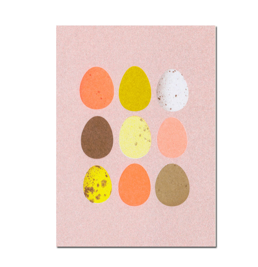 Herr und Frau Rio Postkarte Ostern Eier Neon, Risographie Postkarte