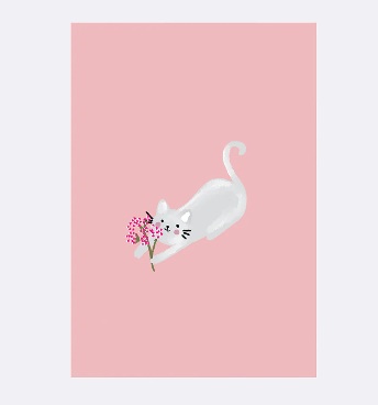 YAY Card Postkarte NEON Katze Blumen