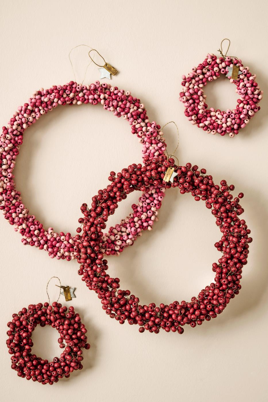 Deko-Kranz mit Holzperlen D. ca. 10 cm von IB Laursen , Rosatöne