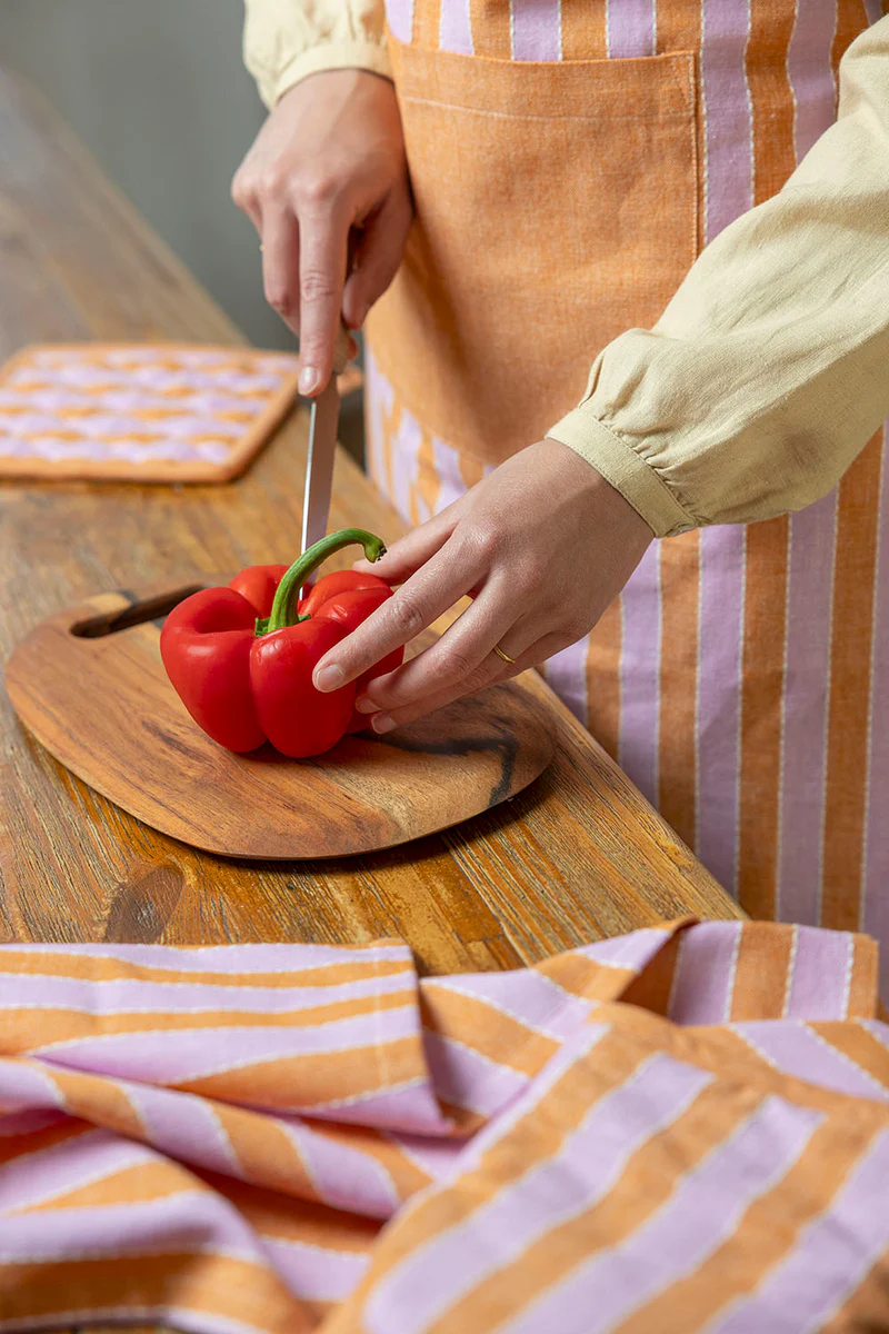 Geschirrtuch VIVID LINES, Streifen Orange,100 % GOTS-zertifizierter Biobaumwolle