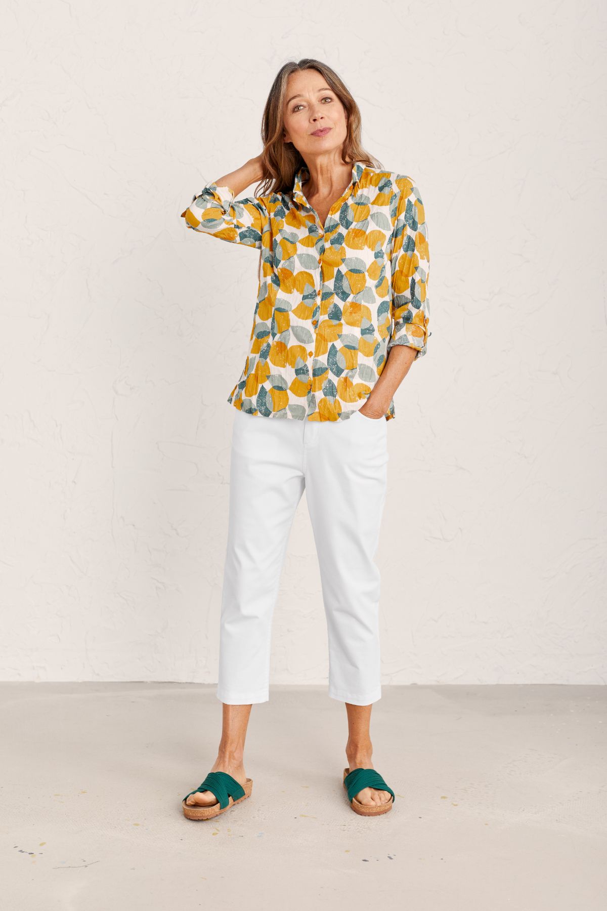 SEASALT Larissa Bluse Organic Cotton Shirt, Muster: Leaves and Lemons Sunglow, Zitronen SEASALT Larissa Bluse Organic Cotton Shirt, Muster: Leaves and Lemons Sunglow, Zitronen