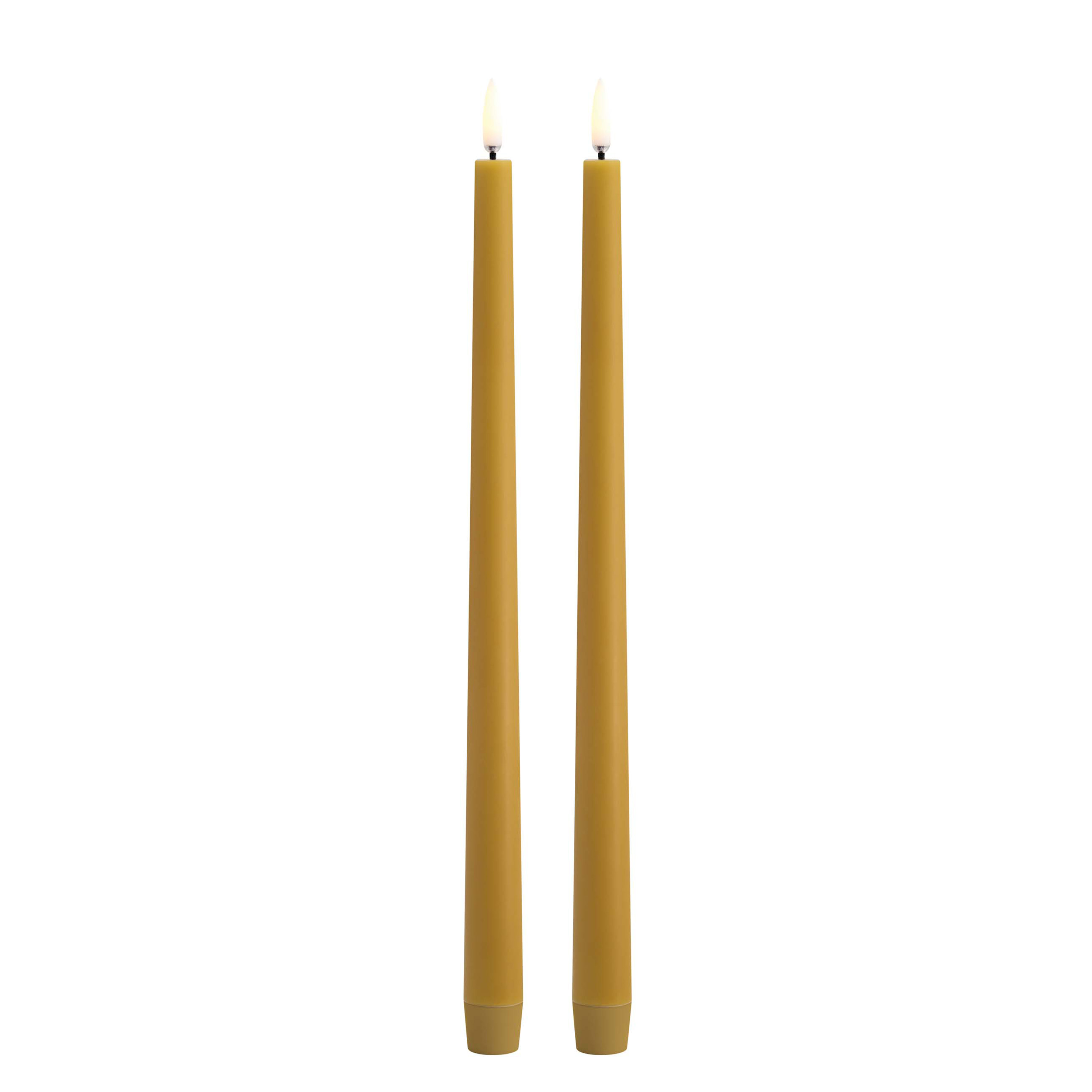 % Piffany Copenhagen – UYUNI LIGHTING LED Stabkerze CURRY YELLOW 2-er Set, ca. 2,3 x 32 cm  , SLIM TAPER CANDLE (TWIN PACK)