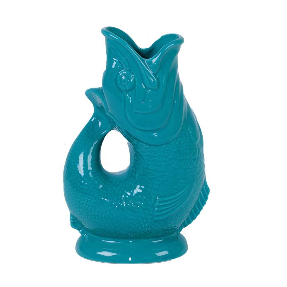 Gluckigluck  Fisch Karaffe/ Vase L türkis ca. 0,7 L, Höhe ca. 22 cm