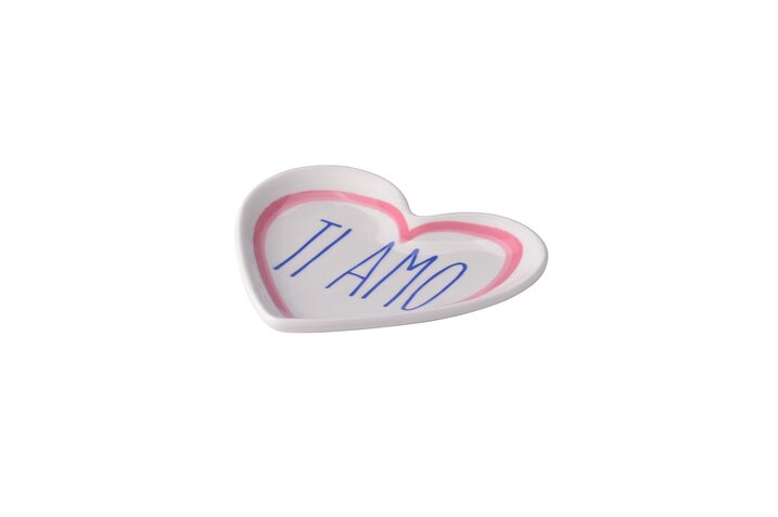 Love Plates, Deko-Teller, Porzellan, Motiv: Ti amo, weiß, ca. 11,5 x 10 cm