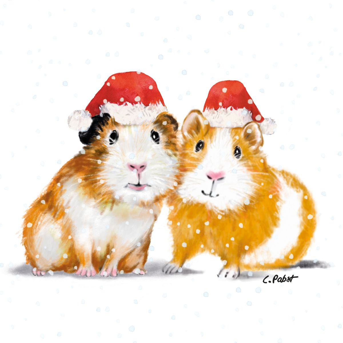 Papierservietten Weihnachten "Paula & Paul Winter" , 33 x 33 cm   von PPD  , Meerschweinchen