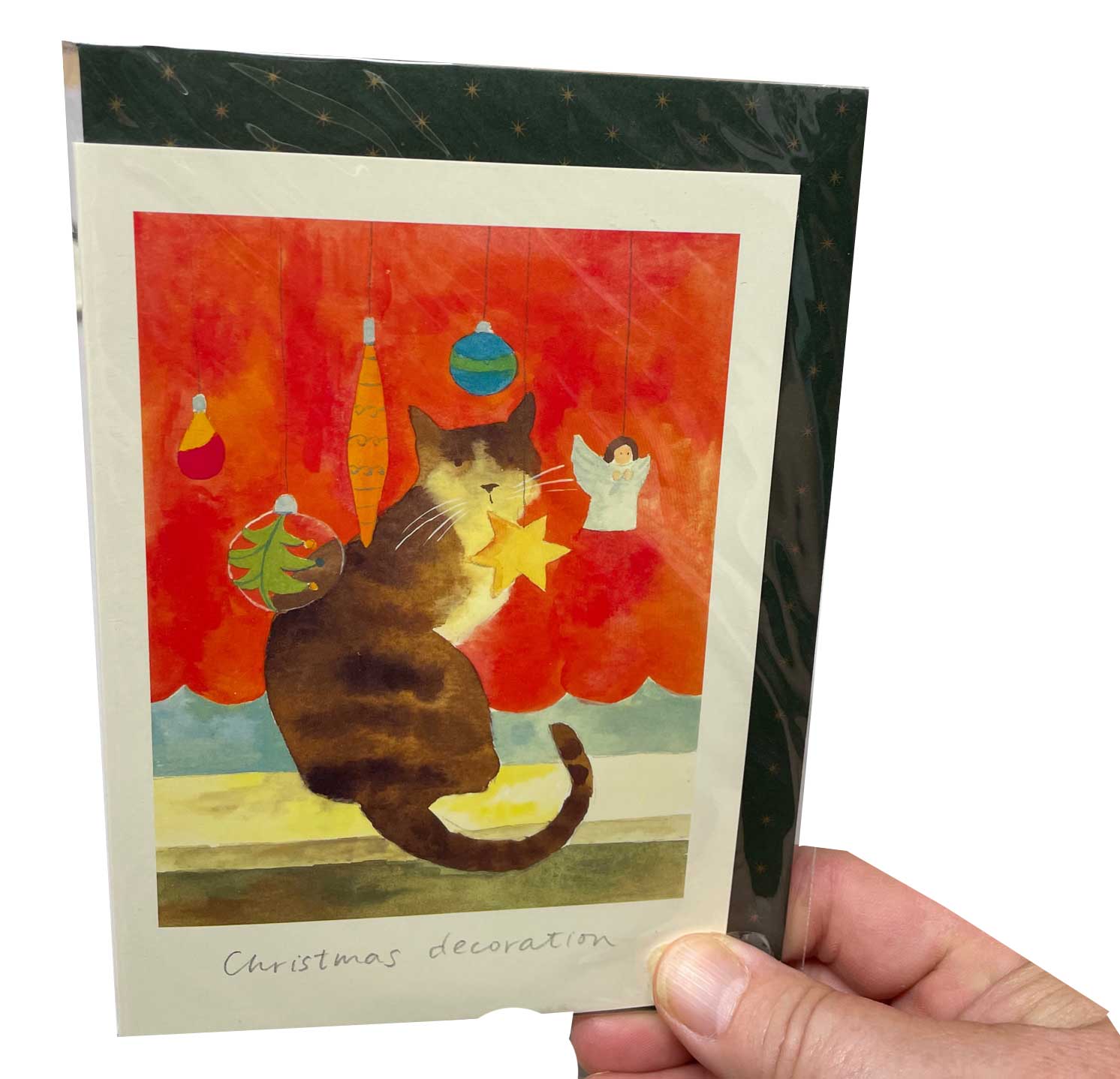 Two Bad Mice  Doppelkarte Weihnachten "Christmas Decoration" von Two Bad Mice, Katze von Anna Shuttlewood