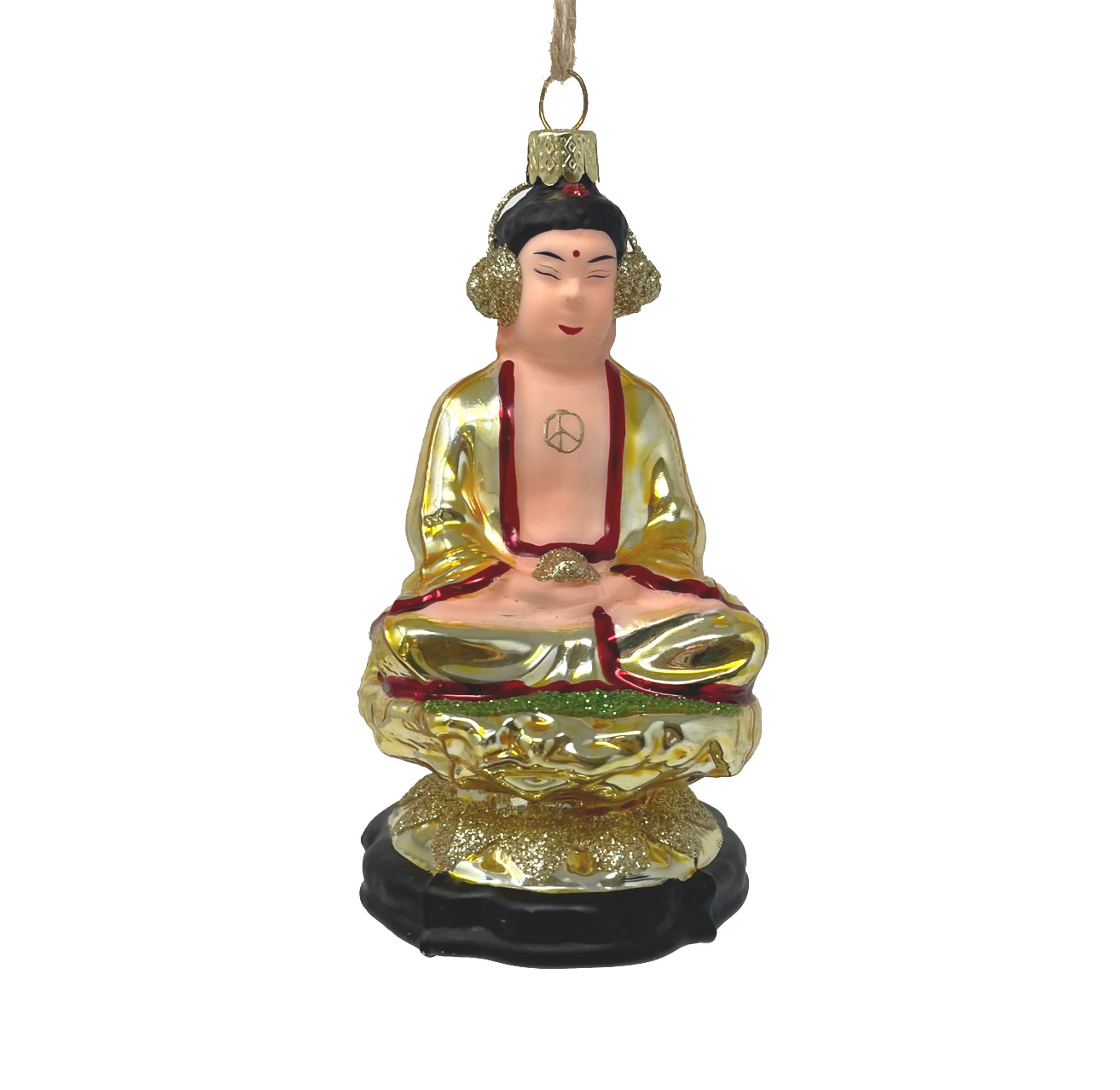 Jamming Buddha gold  Weihnachtsschmuck, Weihnachtskugel  Buddha mit Kopfhörer, Yoga