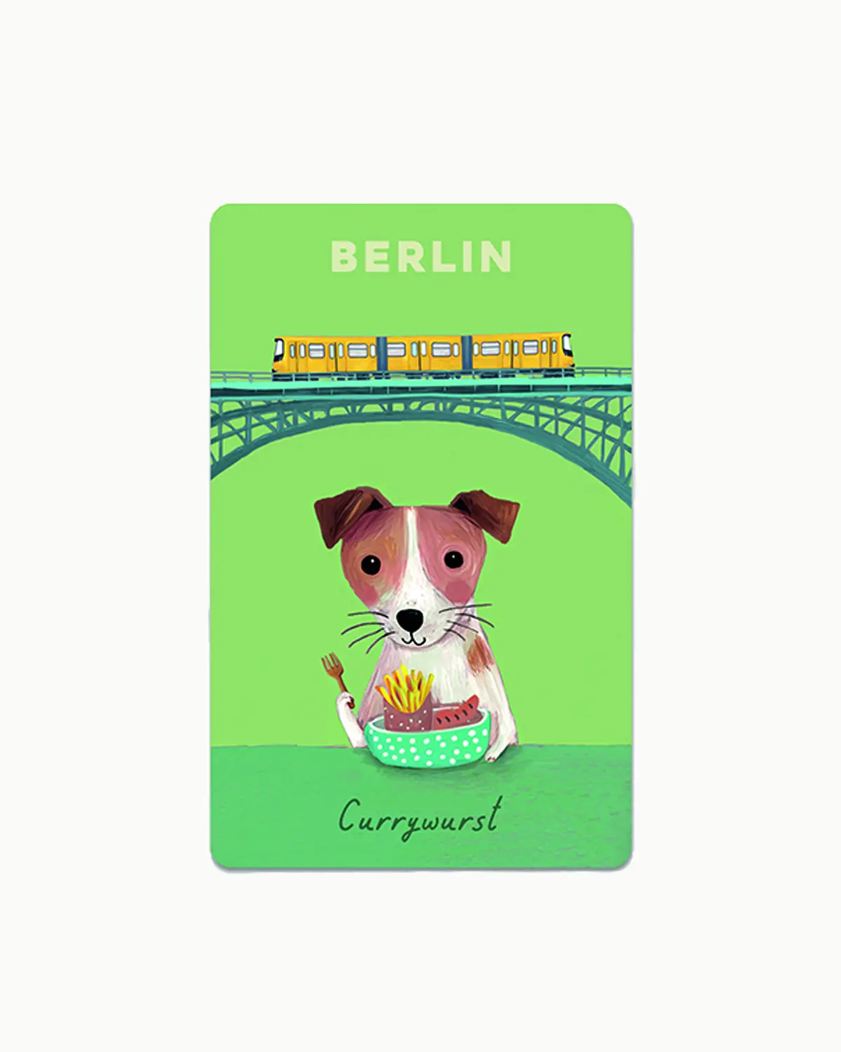 Lunacard Postkarte Berlin Currywurst, Berlin Postkarte , Mini  HUnd