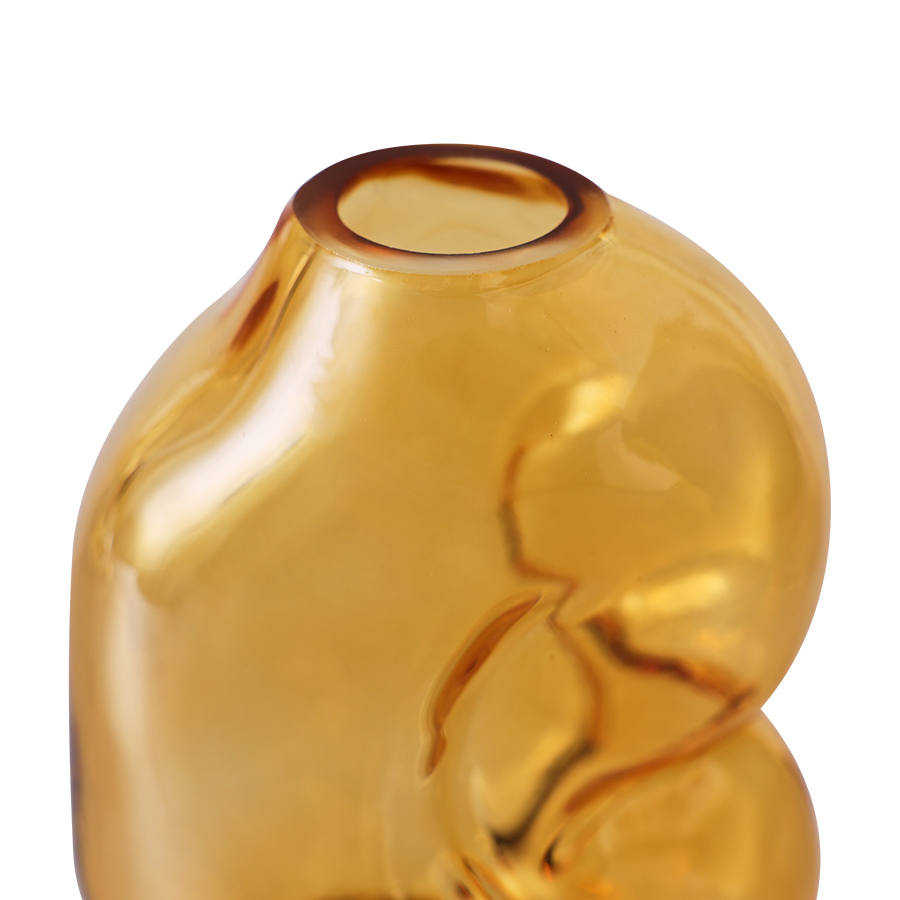 HKliving Gleam glass small vase amber, ca. 18 cm